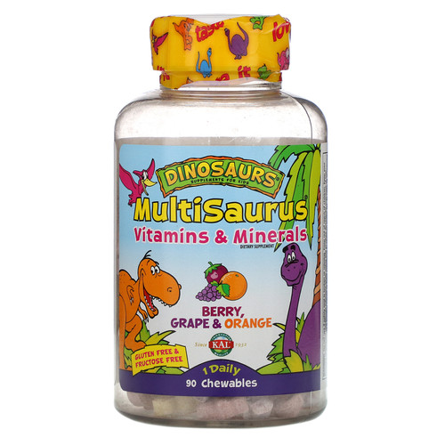 KAL, MultiSaurus, Vitamins & Minerals, Berry, Grape & Orange, 90 Chewables