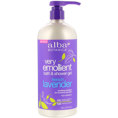 Alba Botanica, Very Emollient, Bath & Shower Gel, French Lavender, 32 fl oz (946 ml)