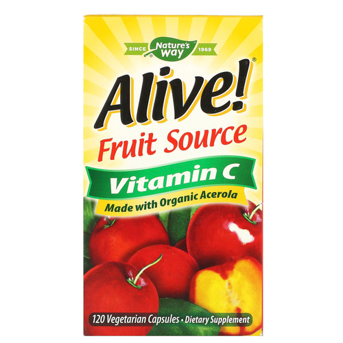 Nature's Way, Alive!, Fruit Source Vitamin C, 120 Vegetarian Capsules