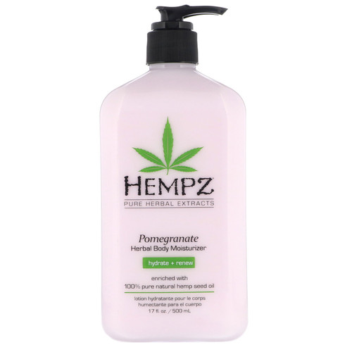 Hempz, Pomegranate Herbal Body Moisturizer, Hydrate + Renew, 17 fl oz (500 ml)