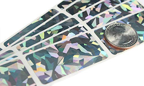 1 x 2 Inch Hologram Holographic Silver Rectangle Scratch Off Sticker Labels for DIY Raffle Tickets - 500 Pack My Scratch Offs