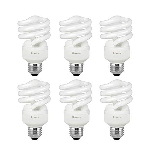 Compact Fluorescent Light Bulb T2 Spiral CFL  2700k Soft White  13W (60 Watt Equivalent)  900 Lumens  E26 Medium Base  120V  UL Listed (Pack of 6)