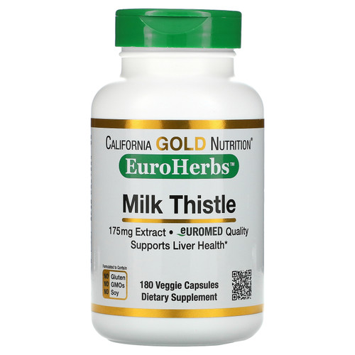 California Gold Nutrition, Milk Thistle Extract, EuroHerbs, European Quality, 175 mg, 180 Veggie Capsules