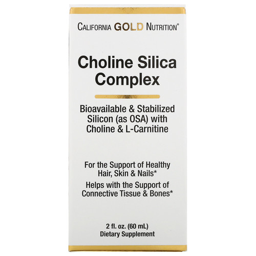 California Gold Nutrition, Choline Silica Complex, Bioavailable Collagen Support for Hair, Skin & Nails, 2 fl oz (60 ml)