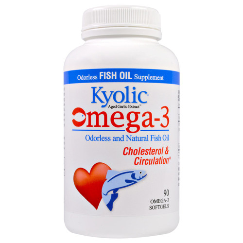 Kyolic, Aged Garlic Extract,  Omega-3,  Cholesterol & Circulation, 90 Omega-3 Softgels