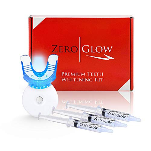 Zero Glow Teeth Whitening Kit Carbamide Peroxide Syringes, LED Light, Custom Moldable Trays