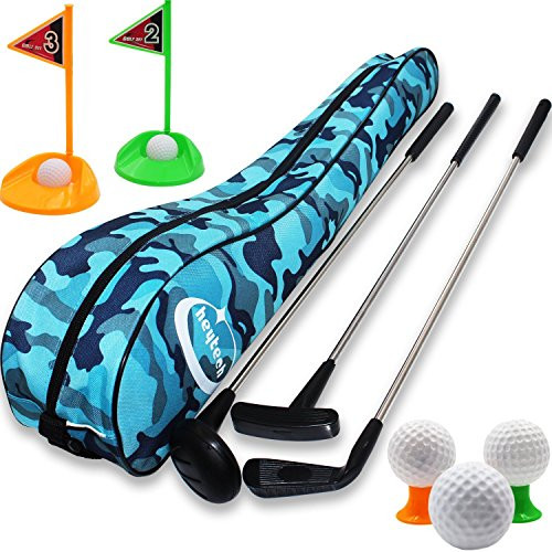 heytech Kid's Toy Golf Clubs Set- Deluxe Toddler Outdoor Golf Toy Set  Fun Young Golfer Sports Toy Kit for Boys &Girls 3 4 5 6 7 Year Old