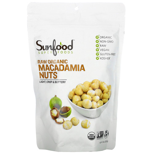 Sunfood, Raw Organic Macadamia Nuts, 8 oz (227 g)