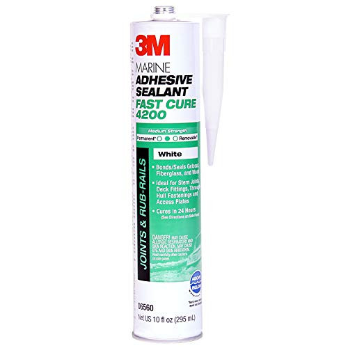 3M Marine Adhesive Sealant Fast Cure 4200 (06560) – Semi-Permanent Flexible Adhesive Sealant for Boats and RVs – White - 10 fl oz (295 ml)