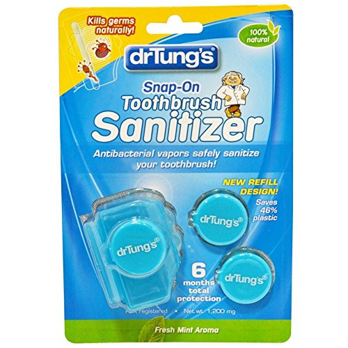 Dr. Tung's Snap-On Toothbrush Sanitizer 2 Count (Pack of 6) Assorted colors