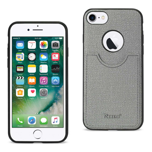 10 Pack - Reiko iPhone 8/ 7 Anti-Slip Texture Protective Cover With Card Slot In Gray