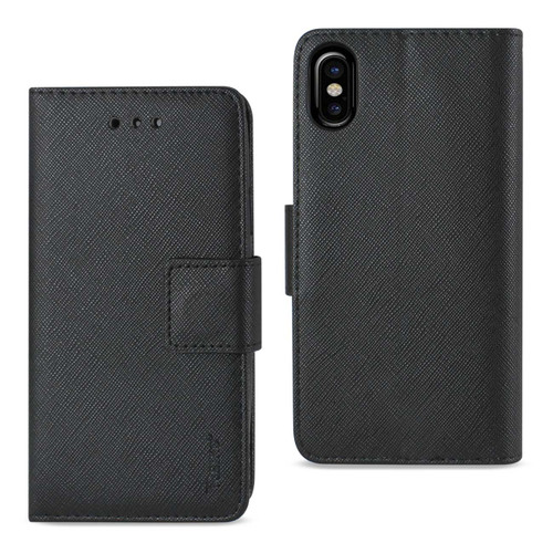 10 Pack - Reiko iPhone X 3-In-1 Wallet Case In Black