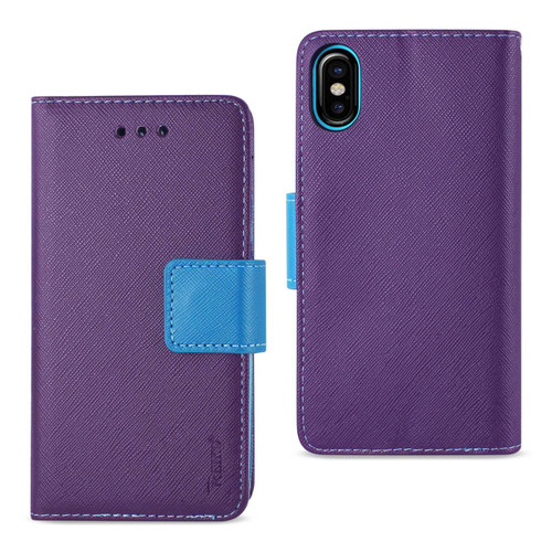 10 Pack - Reiko iPhone X 3-In-1 Wallet Case In Purple