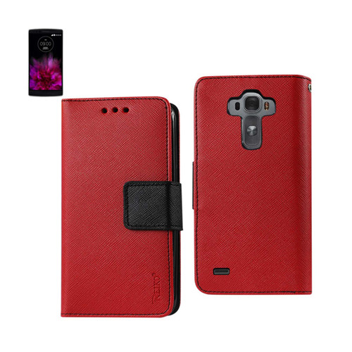10 Pack - Reiko LG G Flex 2 3-In-1 Wallet Case In Red