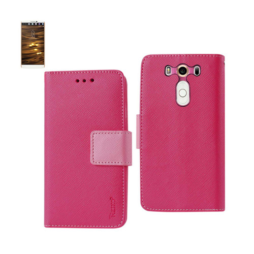 10 Pack - Reiko LG V10 3-In-1 Wallet Case In Hot Pink