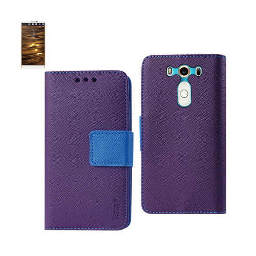 10 Pack - Reiko LG V10 3-In-1 Wallet Case In Purple