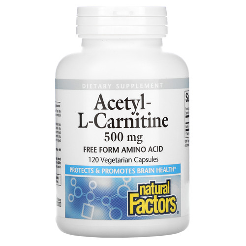 Natural Factors  Acetyl-L-Carnitine  500 mg  120 Vegetarian Capsules