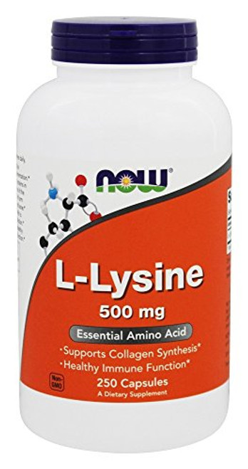 NOW Foods L-lysine 500 mg  250 Capsules (Pack of 2)