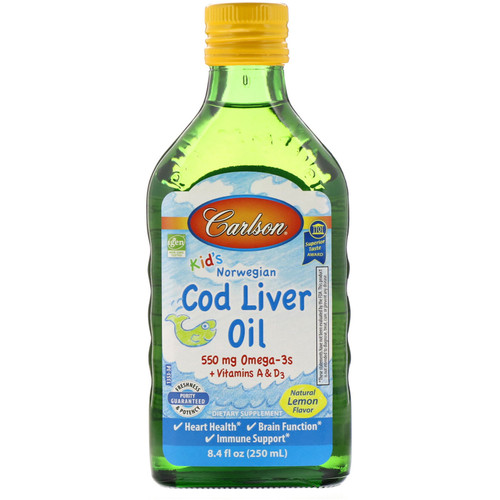 Carlson Labs  Kid's Norwegian  Cod Liver Oil  Natural Lemon Flavor  8.4 fl oz (250 ml)