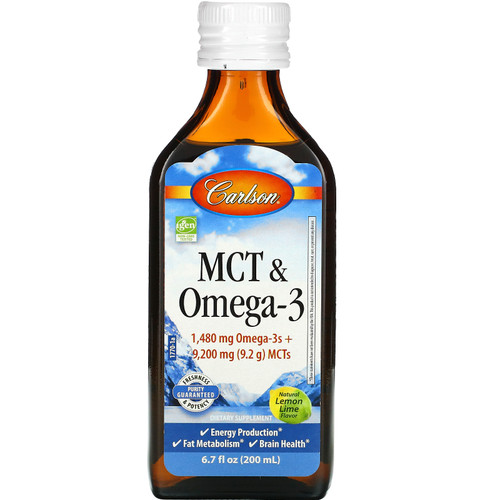 Carlson Labs  MCT & Omega-3  Natural Lemon Lime   6.7 fl oz (200 ml)