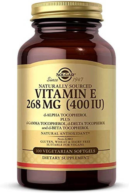 Vitamin E 268 MG (400 IU) Vegetarian Softgels (d-Alpha Tocopherol & Mixed Tocopherols) - 100 Count