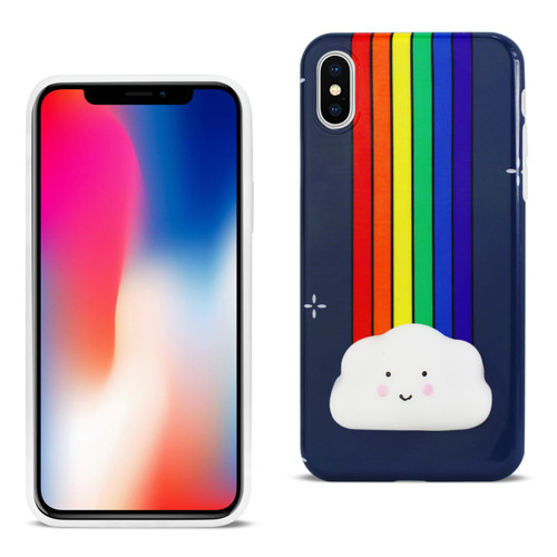 10 Pack - Reiko iPhone X Tpu Design Case With 3D Soft Silicone Poke Squishy Rainbow Cloud