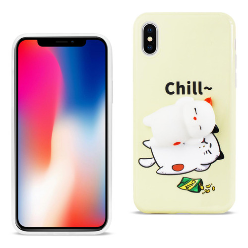 10 Pack - Reiko iPhone X Tpu Design Case With 3D Soft Silicone Poke Squishy Sleeping Cat