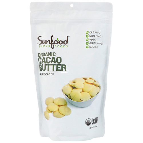 Sunfood  Organic Cacao Butter  1 lb (454 g)