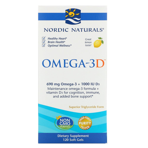 Nordic Naturals  Omega-3D  Lemon  120 Soft Gels