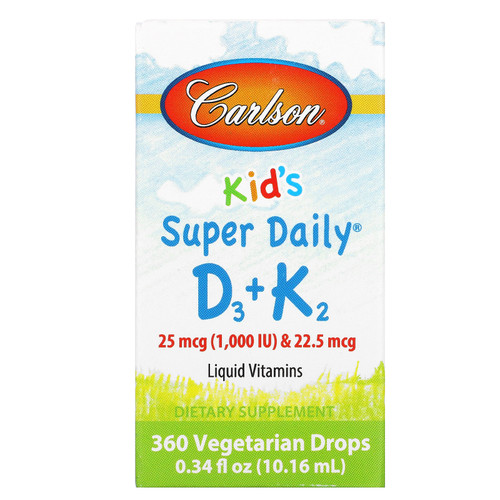 Carlson Labs  Kid's  Super Daily D3+K2  25 mcg (1 000 IU) & 22.5 mcg  0.34 fl oz (10.16 ml)