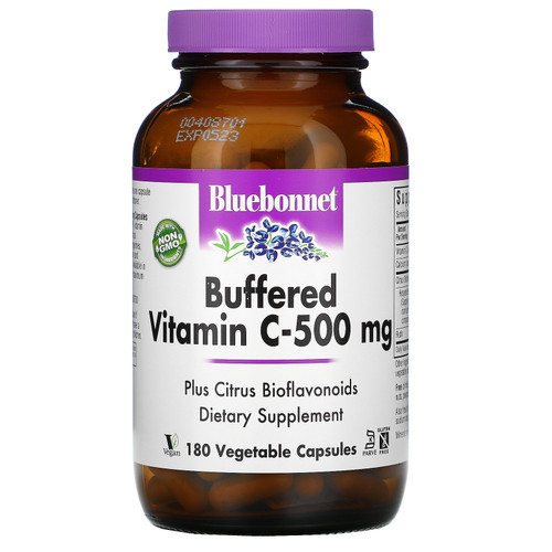 Bluebonnet Nutrition  Buffered Vitamin C  500 mg  180 Vegetable Capsules