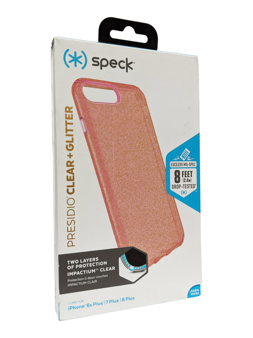 Speck Presidio Clear Glitter Case for iPhone 8 Plus  7 Plus  6S Plus/6 Plus - Bella Pink With Gold Glitter