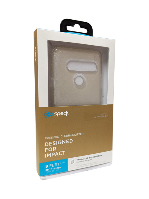 Speck Presidio Clear Glitter Case for LG V40 ThinQ - Clear/Gold