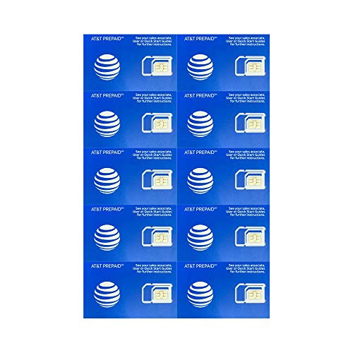 (10 Pack) Authentic AT&T ATT SIM Card Micro/Nano/Standard GSM 4G/3G/2G LTE Prepaid/Postpaid Starter Kit Unactivated Talk Text Data & Hotspot