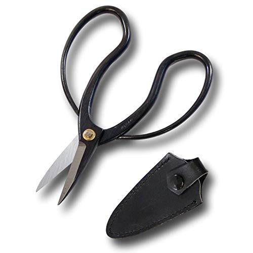 KaKUrI Bonsai Trimming Scissors 6.8" (175 mm) Professional Bonsai Tool, Japanese Carbon Steel, Black, Made in Japan (47856)