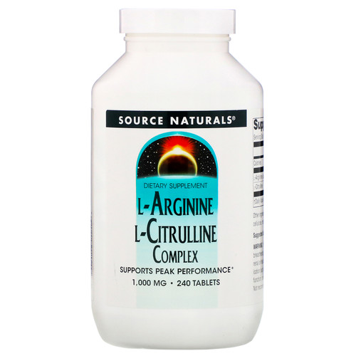Source Naturals  L-Arginine L-Citrulline Complex  1 000 mg  240 Tablets