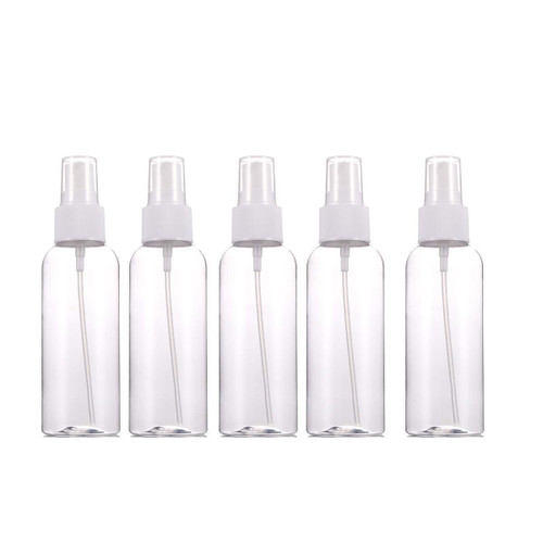 SellNet Essentials Leakproof Empty Clear Refillable Spray Bottles | Portable Fine Mist PET Plastic Pump Sprayer | For Essential Oils  Travel  Perfumes | Small 2 oz - 5 Pack