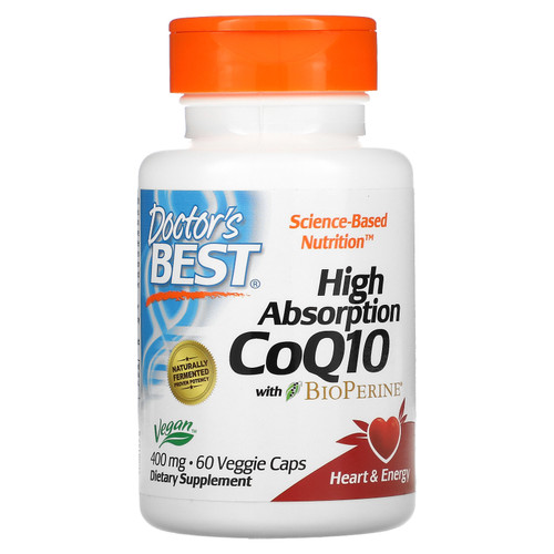 Doctor's Best  High Absorption CoQ10 with BioPerine  400 mg  60 Veggie Caps