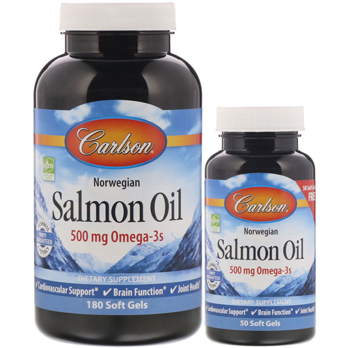 Carlson Labs  Norwegian  Salmon Oil  250 mg  180 + 50 Free Soft Gels