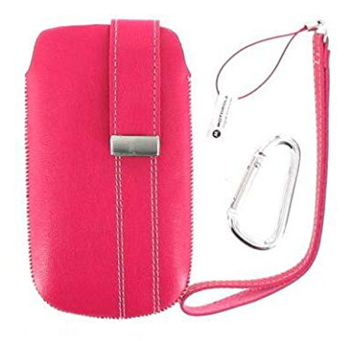 OEM Motorola Handtsrap Leather Pouch  Universal Fashion Phone Pouch - Hot Pink