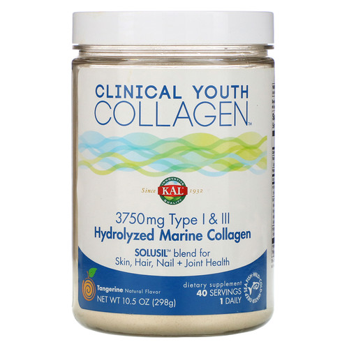 KAL  Hydrolyzed Marine Collagen  Tangerine  3 750 mg  10.5 oz (298 g)