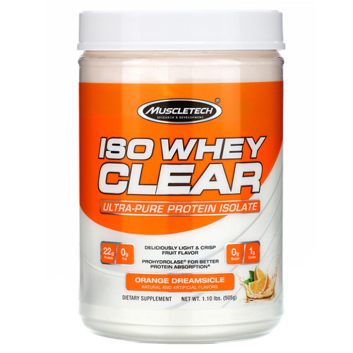 Muscletech  ISO Whey Clear  Ultra-Pure Protein Isolate  Orange Dreamsicle  1.10 lbs (505 g)