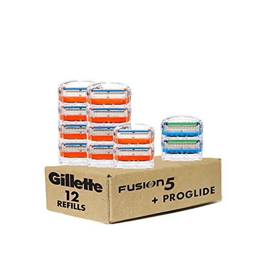Gillette Fusion5 Men's Razor Blades - 10 Refills + Fusion5 ProGlide Razor Blades - 2 Refills  - One Pack of 12 Refills