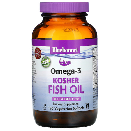 Bluebonnet Nutrition  Omega-3 Kosher Fish Oil  120 Vegetarian Softgels