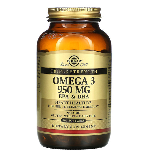Solgar  Omega-3  EPA & DHA  Triple Strength  950 mg  100 Softgels