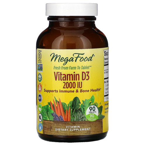 MegaFood  Vitamin D3  2000 IU  90 Tablets