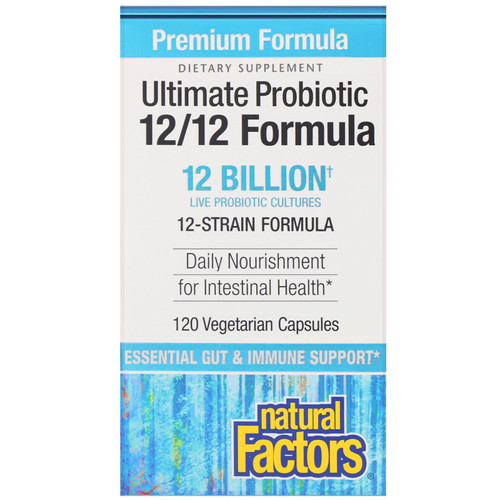 Natural Factors  Ultimate Probiotic  12/12 Formula  12 Billion CFU  120 Vegetarian Capsules