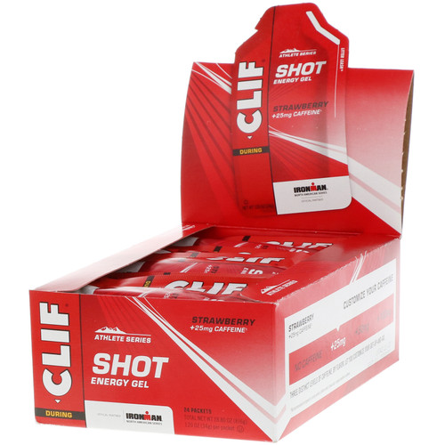 Clif Bar  Shot Energy Gel  Strawberry + 25 mg Caffeine  24 Packets  1.2 oz (34 g) Each