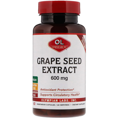 Olympian Labs  Grape Seed Extract  Maximum Strength  600 mg  60 Vegetarian Capsules