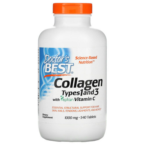 Doctor's Best  Collagen Types 1 and 3 with Peptan Vitamin C  1 000 mg  540 Tablets